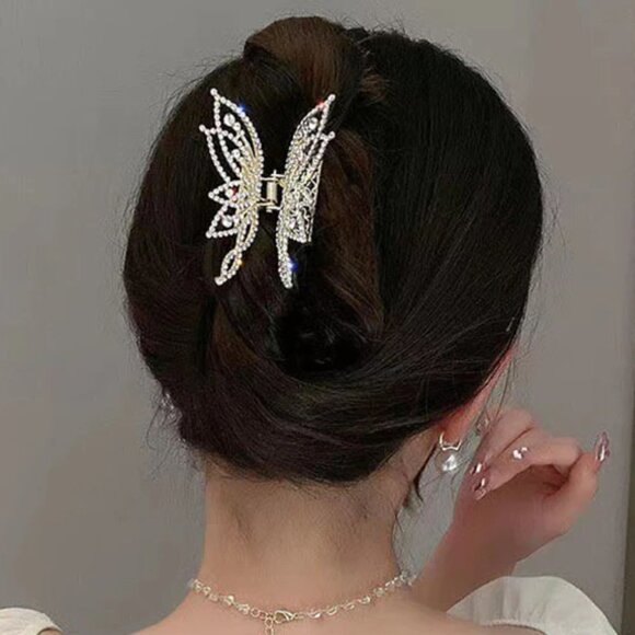 NEW Rhinestone Embellished Butterfly Hair Clip Claw - Picture 7 of 8